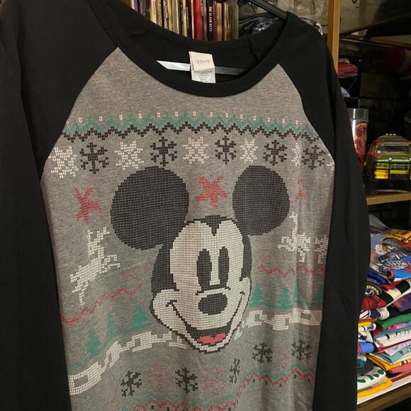 Disney Mickey Mouse Christmas Sweater Women’s Round Neck Black Gray XXL - Picture 3 of 5